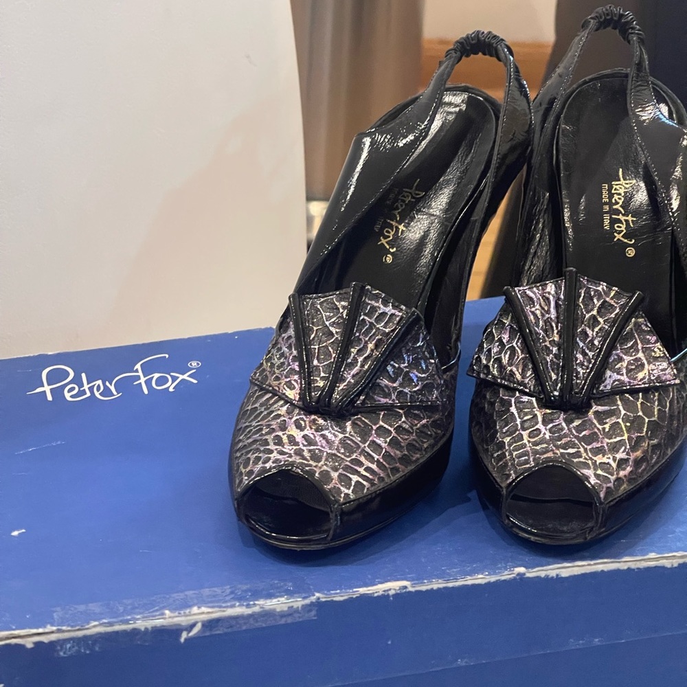 Vintage Peter Fox slingback peep toe heels